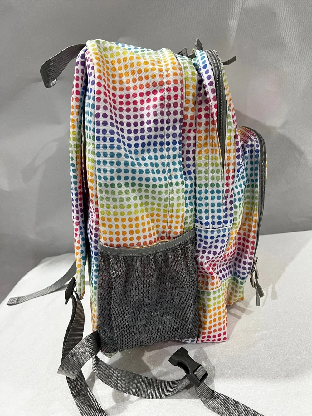 L.L.Bean Deluxe Backpack Book Pack Multicolor Polka-Dots Adjustable Straps